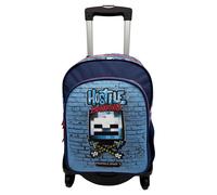 Minecraft Sac à Dos Scolaire Hostile Behaviour - Double Compartiment Adaptable + Chariot Noir TOYBAGS avec Protection latérale et Stopper Avant Anti-Chute 4 Roues pivotantes - 44 x 30 x 20 cm,