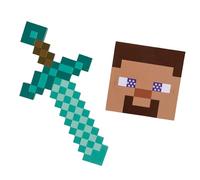 Minecraft - Set Costume Epée en diamant + Masque Steve - Licence Officiel Minecraft - Accessoires Déguisement pour Enfant - Matériaux résistant - Idée Cadeau Magique - Dès 3 ans