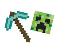Minecraft Costume - Licence Officiel Minecraft - Pioche de Diamand et masque de Creepers -Déguissement et accessoire pour enfant - Matériaux durable de qualite-Bleu et Vert -Cadeau Magique - Dès 3 ans