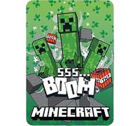 Minecraft - Couverture "Boom", Polaire TA13389 (140 cm x 100 cm) (Vert vif/Blanc)