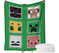Minecraft Couverture en peluche - Literie en Flanelle super douce pour enfants,Mesure 150 x 200cm,Vert