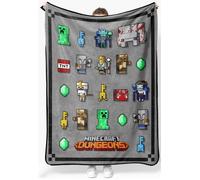 Minecraft Couverture en peluche - Mesure 100 x 150cm - Literie en Flanelle super douce pour enfants, Gris