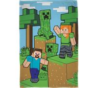 Minecraft - Couverture, polaire, briques AG2286 (Taille unique) (Vert/Brun/Bleu)
