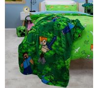 Character World Couverture polaire Minecraft Niveaux Creepers Briques Alex Steve 100 x 150 cm Vert