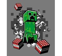 Minecraft Creeper Couverture Flanelle 130x160 cm Gris et Vert | Couverture polaire 130x160 cm | Flanelle douce et chaude | Creeper TNT explosion | Enfant ado | Idee cadeau
