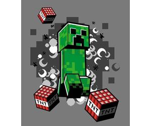 Minecraft Creeper Couverture Flanelle 130x160 cm Gris et Vert | Couverture polaire 130x160 cm | Flanelle douce et chaude | Creeper TNT explosion | Enfant ado | Idee cadeau
