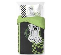 Minecraft Creeper Doodle 100% Coton Ensemble Housse de Couette Lit Simple - Linge de Lit Comprend Une Taie d’Oreiller 50 x 70 cm