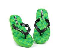 Minecraft Creeper Flip Flops Sandales Enfants | Garçons Filles Green Block Pixel Jeu Sliders | Enfants Adolescents Méchant Chaussures d’été