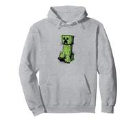 Minecraft Creeper Graffiti Sit Sweat à Capuche, Unisexe pour Adultes, Gris Chiné, L