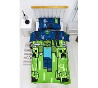 Minecraft Creeper Housse de Couette réversible Double Face avec taie d'oreiller Assortie (Couette Simple)