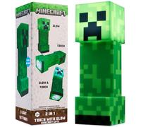 Minecraft Creeper Lampe Torche 2-en-1, Lampe Fonctionné USB et à Piles, Lamp LED avec 3 Modes, Decoration Chambre Gaming, Cadeau Gamer