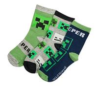 Minecraft Creeper Lot de 3 et 5 paires de chaussettes de sport avec emballage cadeau, haute teneur en coton, pour garçon, Mélange de couleurs 4, 27-30