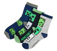 Minecraft Creeper Lot de 3 paires de chaussettes (bleues, 35-38), Mélange de couleurs 5, 35-38