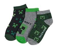 Minecraft Creeper Lot de 3 paires de chaussettes de sport pour garçon, Mélange de couleurs 2., 27-30