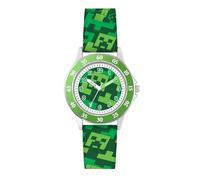 Accutime Montre Minecraft Junior Time Teacher Creeper, Bracelet vert, Analogique, Enfant garçon TU