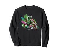 Minecraft Creeper Running from Cat Paint Brush Strokes Art Sweatshirt