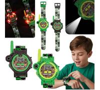 MINECRAFT Creeper Set de montres avec fonction talkie-walkie pour enfants, WALKIE-TALKIE, lampe torche, boussole, PORTÉE 200 m