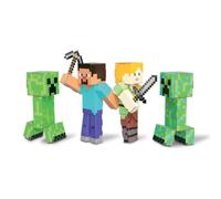 Minecraft Créez vos propres personnages et mobs en carton, 4 figurines : Steve, Alex, Creeper, Charged Creeper, Bras rotatifs, 9 feuilles d'artisanat