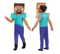 Minecraft | Déguisement Steve | Taille M (7-8 Ans) | Costume + Masque 2D | Licence Officielle | Confort | Pour Haloween et Anniversaire | Inspiré du Jeu Vidéo | Imagination | Idée Cadeau Enfant