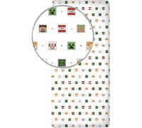 Minecraft Drap-Housse 100% Coton | Drap pour lit Simple avec Coins élastiques, 90×200 + 25 cm | Drap de lit pour Enfants | Produit sous Minecraft Licence Officielle