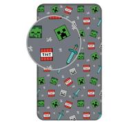 Minecraft Drap-housse pour enfants - 100 % coton | Taille simple 90 x 200 + 25 cm | Drap de lit en coton doux et respirant avec coins élastiques | Literie Minecraft Gamer pour garçons et filles