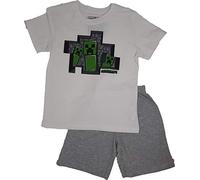 Minecraft Enfants - Creeper Homme Pyjama pour Enfant Gris chiné/Blanc