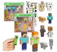 Minecraft Ensemble de cadeaux de fête - Ensemble avec 12 gommes de jeu vidéo avec Creeper, Zombie, plus d'autocollants | Kit de fournitures de fête Minecraft pour enfants, garçons, filles