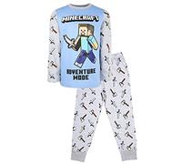 Minecraft - Pyjama à Manches Longues pour Garçons - Steve Adventure Mode - 100% Coton - Vêtements Cadeaux d'Anniversaire - 9-10 Ans