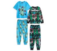 Minecraft Ensemble de Pyjama pour garçons, Lot de 2 | Ensemble de Pyjamas Multicolores à imprimé Graffiti pour Enfants | Bas et Hauts de Nuit à Jambes Longues avec Graphique TNT et Creeper