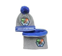Minecraft Ensemble d'hiver bonnet et écharpe, bleu, 1 mois