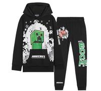 Minecraft Ensemble Survêtement Garçon, Jogging Long Confortable - Cadeaux Gamer Garçon (Noir, 7-8 Ans)