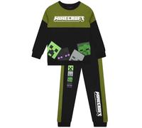 Minecraft Ensembles Garçon Sweat et Jogging, Skeleton Et Creeper Pull Garcon, Sweat Enfant Gaming Noir Vert, 11-12 Ans