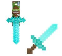 MINECRAFT Épée enchantée en diamant, accessoire pour jeu de rôle avec effets lumineux et sonores activés par un bouton et esthétique pixélisée