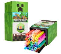 Minecraft Feutres de Coloriage pour Enfants - Lot de 48 Feutres Enfant Lavables Non Toxiques Idée Cadeau Gamer Garcon
