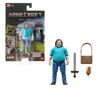 Mattel Minecraft Figurine articulée Steve de 10 cm avec accessoires, inspirée de "Minecraft : Le Film", JFR57