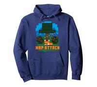 Minecraft Fox Sleeping Nap Attack Poster Sweat à Capuche, Unisexe pour Adultes, Bleu Marine, S