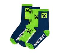 Minecraft Garçon Chaussettes Pack de 3 Creeper Multicolore EU 24-26 (Taille fabricant UK 6-8)
