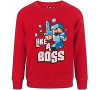 Minecraft Garçons Like A Boss Sweatshirt NS221 (5-6 ans (110/116)) (Rouge)