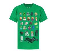 Minecraft Garçons T-Shirt, Vert Vif, 9-10 ans