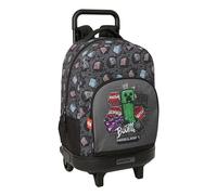 Safta - Sac à dos à roulettes Compact extractible Minecraft Graffiti 33 l 33x22x45 cm Gris enfants