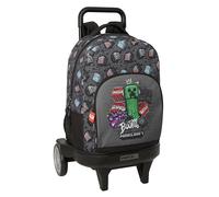 MINECRAFT GRAFFITI - Grand sac à dos à roulettes, compact évolution, amovible, idéal pour les enfants de différents âges, confortable et polyvalent, qualité et résistance, 33 x 22 x 45 cm