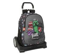 MINECRAFT GRAFFITI - Sac à dos ergonomique, avec chariot Safta Evolution, idéal pour les enfants de différents âges, confortable et polyvalent, qualité et résistance, 32 x 16 x 44 cm