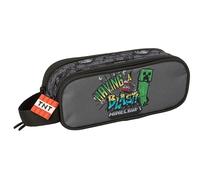 MINECRAFT GRAFFITI - Trousse double pour enfant, idéale pour les enfants d'âge scolaire, confortable et polyvalente, qualité et résistance, 21 x 6 x 8 cm