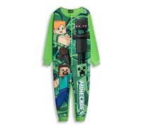 Minecraft Grenouillère Verte zippée Creeper pour garçon | Pyjama Manches Longues en Micropolaire avec imprimé Steve et Enderman | Pyjama Gamer pour Enfant | Idéal pour Dormir et se détendre