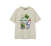 Minecraft Haut Streetwear Creeper pour garçons | Tee-Shirt Graphique de Survie de Jeu | T-Shirt de Dessin animé Explore Mode (Beige Clair) | Chemise de caractère Hostile pour vêtements décontractés