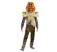 Minecraft Husk Jack O'Lantern Costume, Official Minecraft Hooded Jumpsuit Costume, Kids Size (4-6)