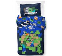 Minecraft I got Your Back Parure de lit réversible en coton avec housse de couette de 135 x 200 cm et taie d'oreiller de 80 x 80 cm pour enfant