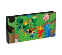 Minecraft Isometric Toile lumineuse 30 cm x 15 cm sous licence officielle Boîte aux lettres encadrée pour chambre à coucher, salon, décoration d'intérieur Cadeau