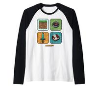 Minecraft Its Time for Adventure Classic Icons Collage Manche Raglan