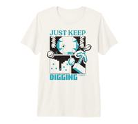 Minecraft Just Keep Digging Pickaxe & Creeper Looking Down T-Shirt Haut de Gamme